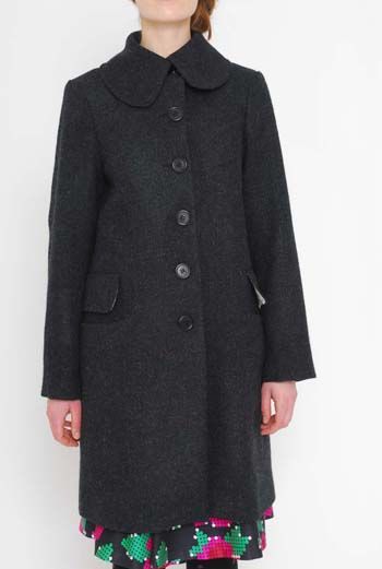 AW1112 WOOL MELANGE CAR COAT - BLACK